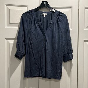 Joie Blue Lightweight 3/4 Sleeve Top, Size Small